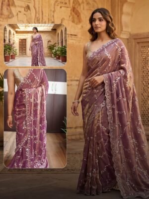 Crepe tissue silk saree