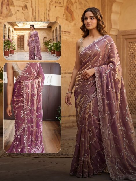 Crepe tissue silk saree